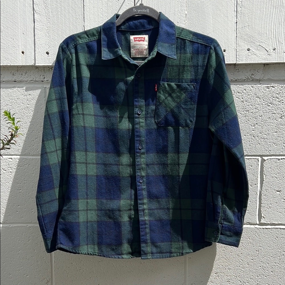 Levi's Green and Blue Plaid Shirt
